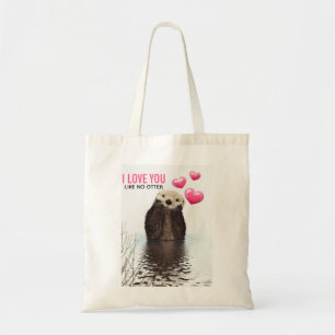 Cute Otter with Hearts Valentine's Day Tote Bag