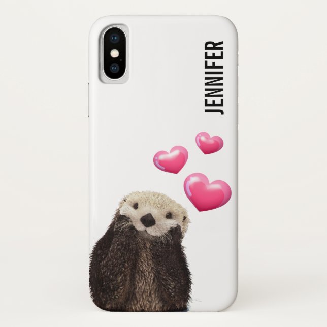 Cute Otter with Love Hearts Case-Mate iPhone Case (Back)