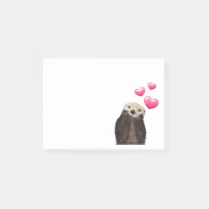 Cute Otter with Pink Love Hearts Post-it Notes