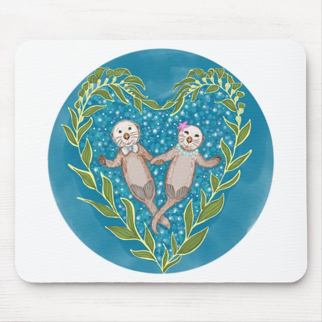 Cute Otters Mouse Pad (Front)