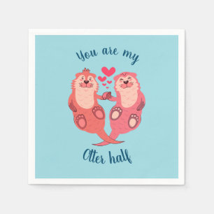Cute Otters Valentines Day Couple Personalised Napkin