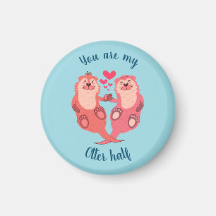 Cute Otters Valentines Day Couple Personalized Magnet