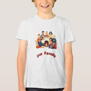 Cute 'Our Family' Illustrated Kids T-Shirt   Heart Tri-Blend Shirt