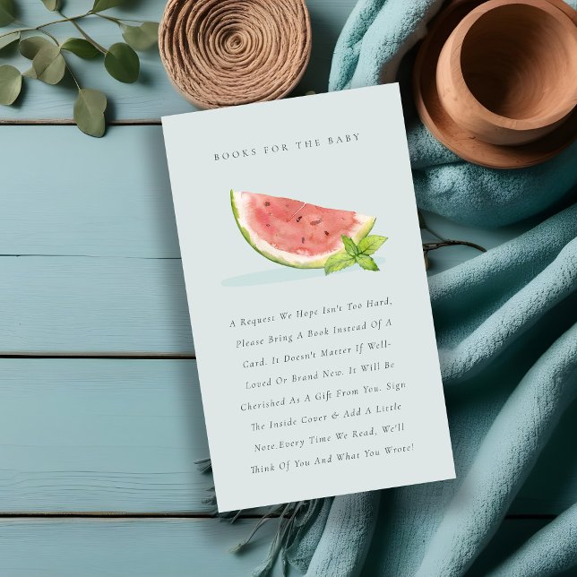 Cute Our Little Blue Melon Books for Baby Shower Enclosure Card (Creator Uploaded)