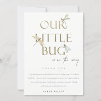 Cute Our Little Bug Gold Dragonfly Baby Shower