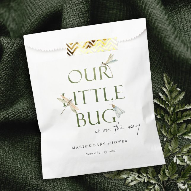 Cute Our Little Bug Green Dragonfly Baby Shower Favour Bags (Creator Uploaded)
