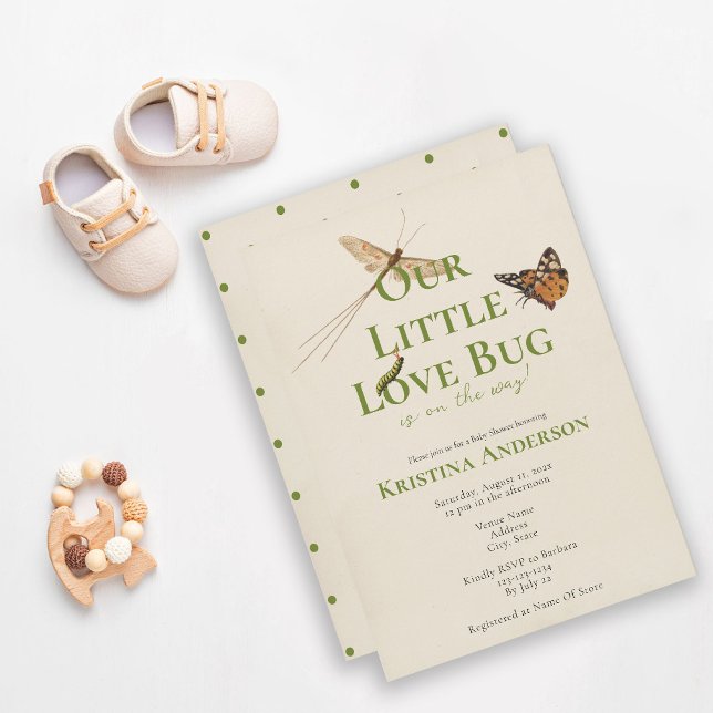 Cute Our Little Love Bug Baby Invitation (Creator Uploaded)