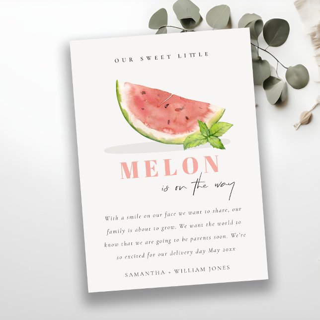 Cute Our Little Melon Mint Neutral Announcement  (Creator Uploaded)