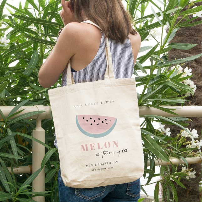 Cute Our Little Melon Pink Pastel Any Age Birthday Tote Bag (Creator Uploaded)