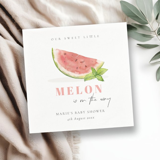Cute Our Little Melon Red  Watercolor Baby Shower Napkin (Creator Uploaded)