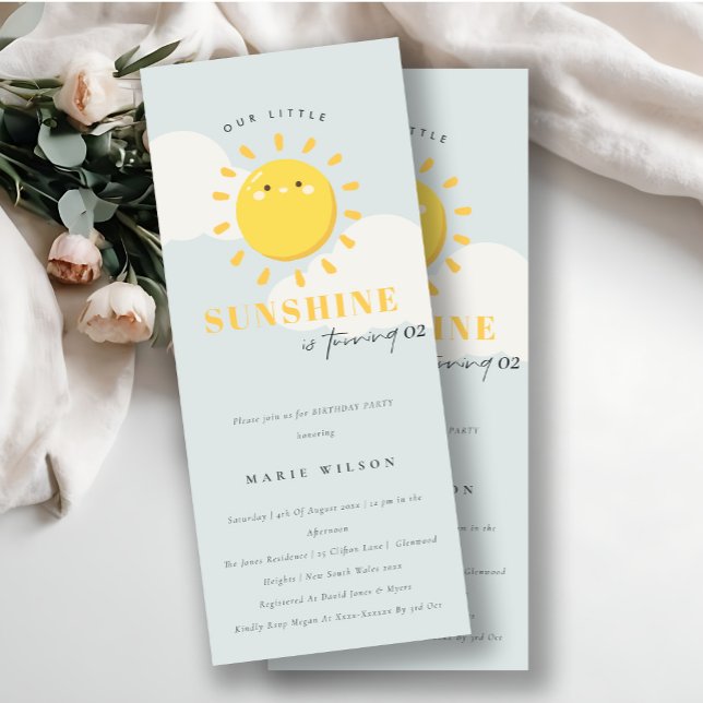 Cute Our Little Sunshine Blue Any Age Birthday Invitation (Creator Uploaded)