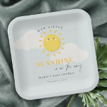Cute Our Little Sunshine Blue Boy Baby Shower Paper Plate<br><div class="desc">For any further customisation or any other matching items,  please feel free to contact me at yellowfebstudio@gmail.com</div>