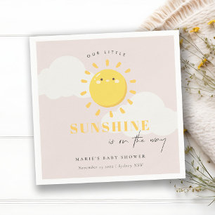Cute Our Little Sunshine Blush Girl Baby Shower Napkin
