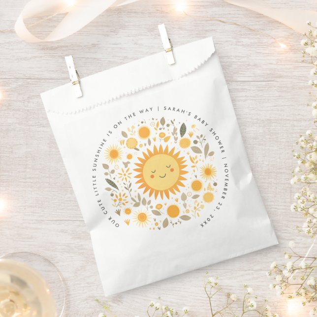 Cute Our Little Sunshine Boho Sun Baby Shower Favour Bags (Clipped)