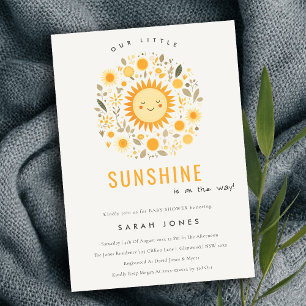 Cute Our Little Sunshine Boho Sun Baby Shower Invitation