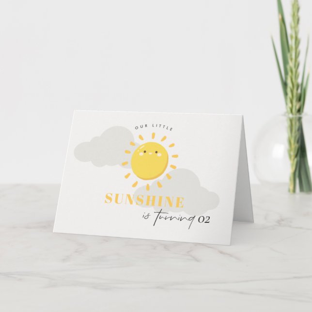 Cute Our Little Sunshine Yellow Any Age Birthday Thank You Card (Front)