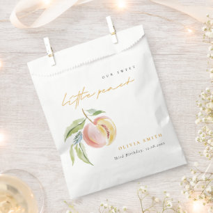 Cute Our Little Sweet Peach Watercolor Birthday Favour Bags