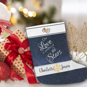 Cute Our Love Written In Stars Night Sky  Monogram Large Christmas Stocking