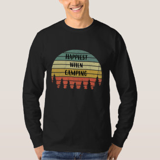 Cute Outdoors Happiest When Camping Retro Forest G T-Shirt