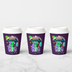 Cute outer Space Alien Themed Birthday Party Paper Cups