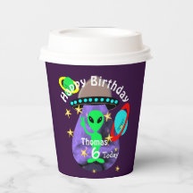 Cute outer Space Alien Themed Birthday Party Paper