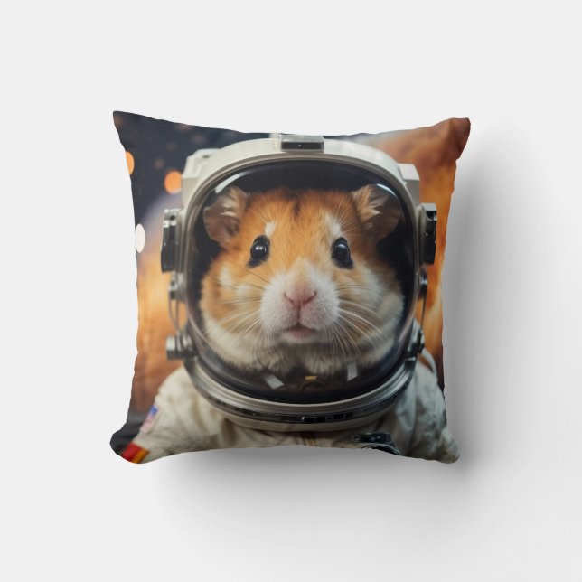 Cute Outer Space Astronaut Hamster  Cushion (Front)