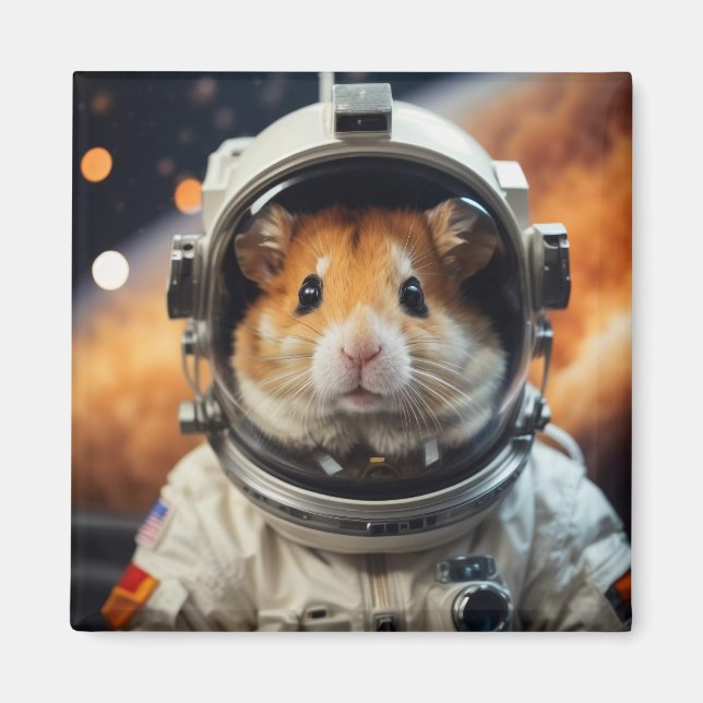 Cute Outer Space Astronaut Hamster  Magnet (Front)