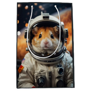 Cute Outer Space Astronaut Hamster  Medium Gift Bag