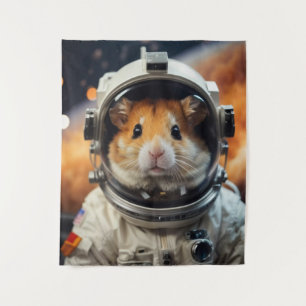 Cute Outer Space Astronaut Hamster Tapestry
