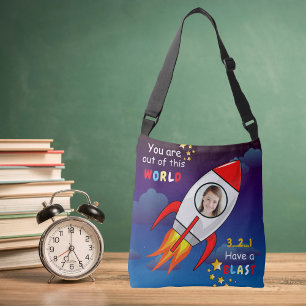 Cute Outer Space Rocket Ship Blast Off Birthday Crossbody Bag