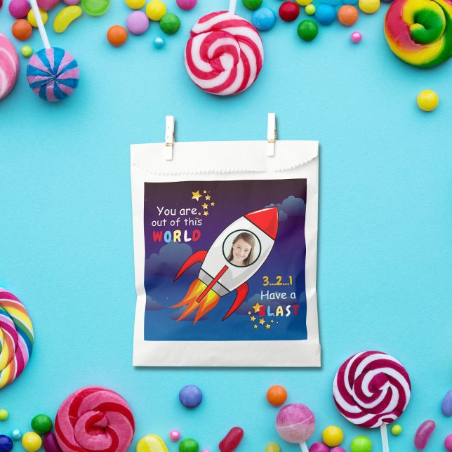 Cute Outer Space Rocket Ship Blast Off Birthday Favour Bags (Creator Uploaded)
