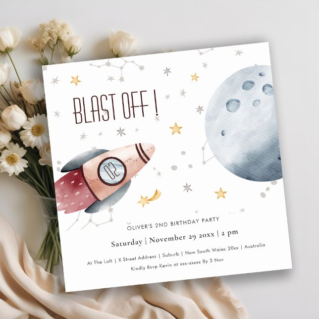 Cute Outer Space Starry Any Age Birthday Invite (Creator Uploaded)