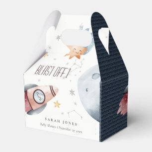 Cute Outer Space Starry Planet Rocket Baby Shower Favour Box