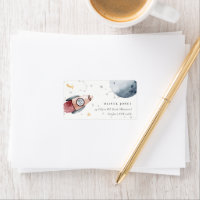 Cute Outer Space Starry Planets Birthday Address L