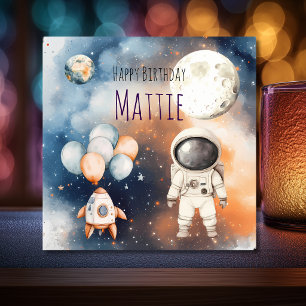 Cute Outerspace Astronaut Birthday Invitation