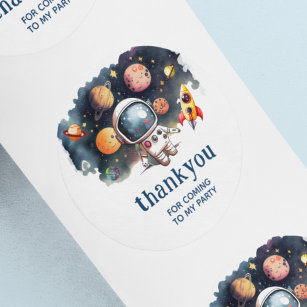 Cute Outerspace Planets Thank You Party Sticker