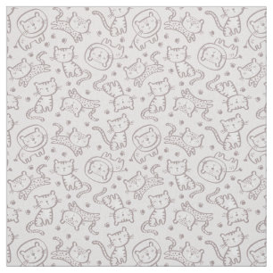 Cute Outline Jungle Animals on sand Fabric