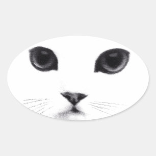 Cute Oval Kitty Cat Face Sticker