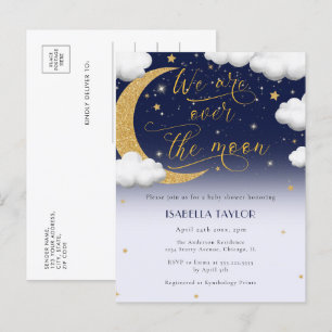 Cute Over the Moon Baby Shower Invitation Postcard