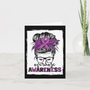 Cute Overdose Awareness Messy Hair Bun For Women Card