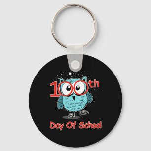 Cute Owl 100th Day Of School 100 Days Smarter Tee  Key Ring