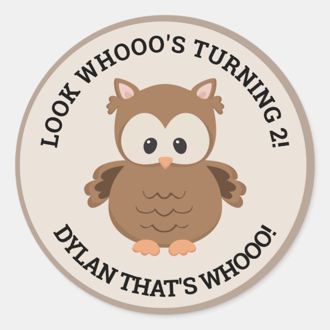Cute Owl 2nd Birthday Envelope Seal (Front)