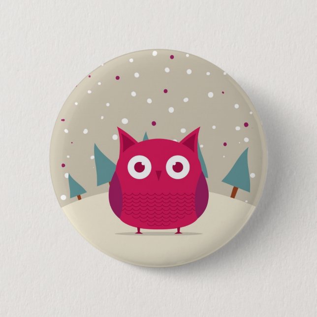 Cute owl 6 cm round badge (Front)