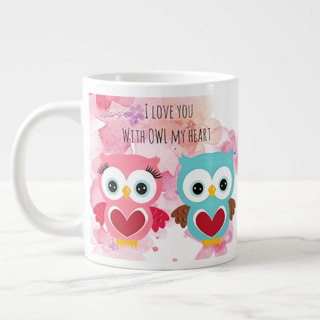 Cute Owl Always Love You Large Coffee Mug (Left)