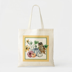 Cute Owl and fall pumpkins Tote Bag