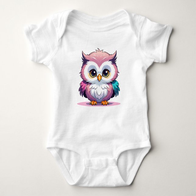 Cute Owl and Love Baby Bodysuit (Front)