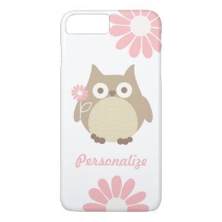 Cute Owl and Pink Flowers Personalised Case-Mate iPhone Case