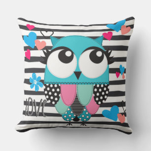 cute owl and stripes back cushion