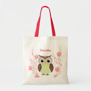 Cute Owl and Ume Flower Tote Bag