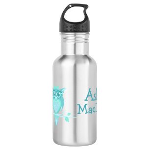 Cute owl aqua mint kids drinks bottle